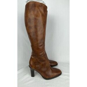 VTG J CREW Tall Boots Womens 5.5 Marbled Brown Leather Made in Italy High Heel